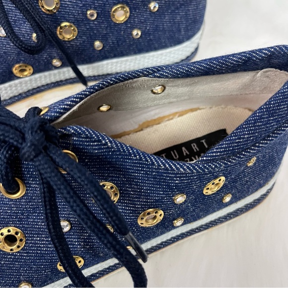 Stuart Weitzman Women’s Denim Sneaker Bedazzled Rhinestone Size 7 - Picture 11 of 12